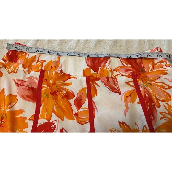 Apt. 9 Brand Orange Red Floral Flare Mid-Rise Skirt Knee Length Women's Size 12 - Picture 8 of 13